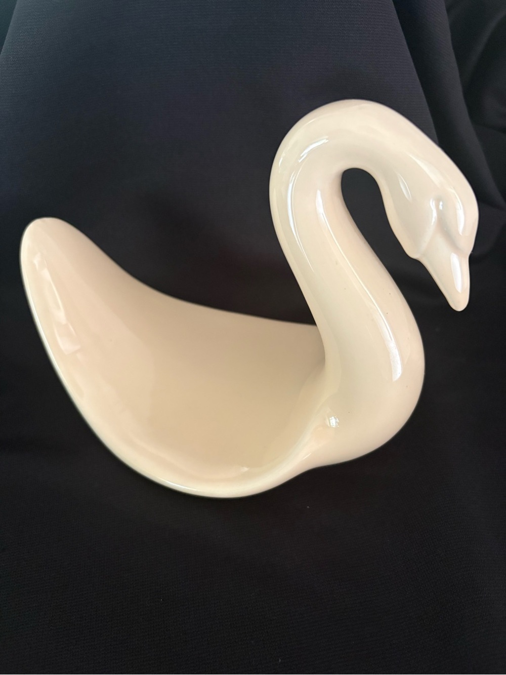 Vintage MCM Ceramic Swan Trinket Dish Cream USA Pottery - Vohann of California